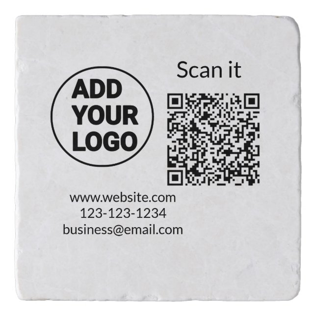 Simple minimal q r code add logo scan code name we trivet (Front)