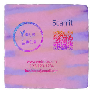 Simple minimal q r code add logo scan code name we trivet