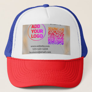 Simple minimal q r code add logo scan code name we trucker hat
