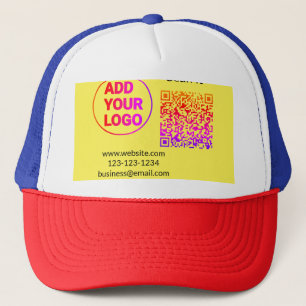 Simple minimal q r code add logo scan code name we trucker hat