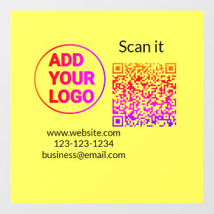 Simple minimal q r code add logo scan code name we wall decal