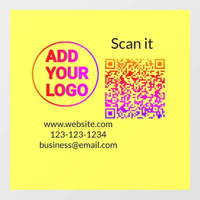 Simple minimal q r code add logo scan code name we wall decal  (Front)