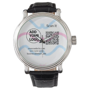 Simple minimal q r code add logo scan code name we watch