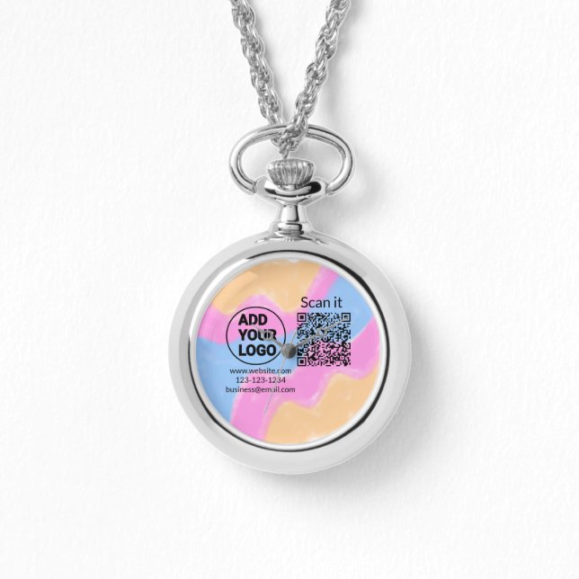 Simple minimal q r code add logo scan code name we watch (Front)
