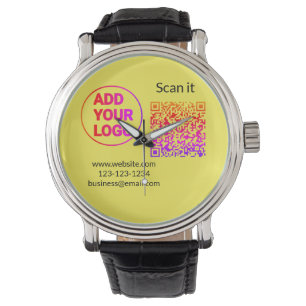 Simple minimal q r code add logo scan code name we watch