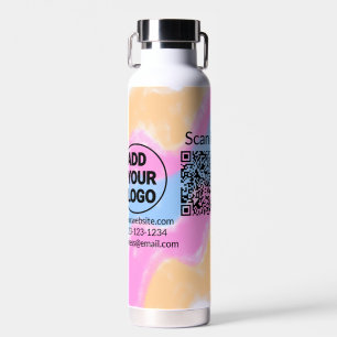 Simple minimal q r code add logo scan code name we water bottle