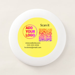 Simple minimal q r code add logo scan code name we Wham-O frisbee