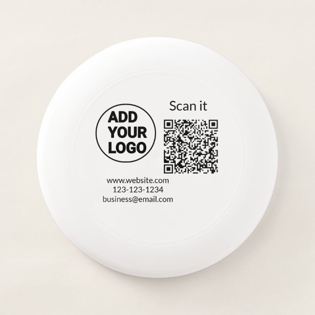 Simple minimal q r code add logo scan code name we Wham-O frisbee (Front)