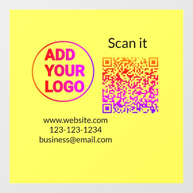 Simple minimal q r code add logo scan code name we window cling (Sheet)