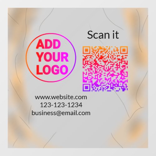 Simple minimal q r code add logo scan code name we window cling