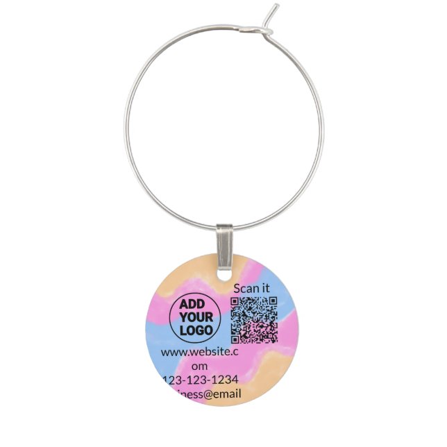 Simple minimal q r code add logo scan code name we wine charm (Front)