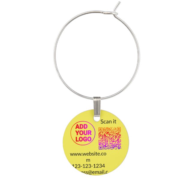 Simple minimal q r code add logo scan code name we wine charm (Front)