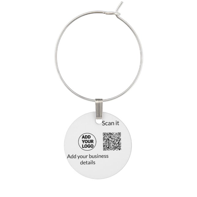 Simple minimal q r code add logo scan code name we wine charm (Front)