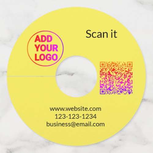 Simple minimal q r code add logo scan code name we wine glass tag