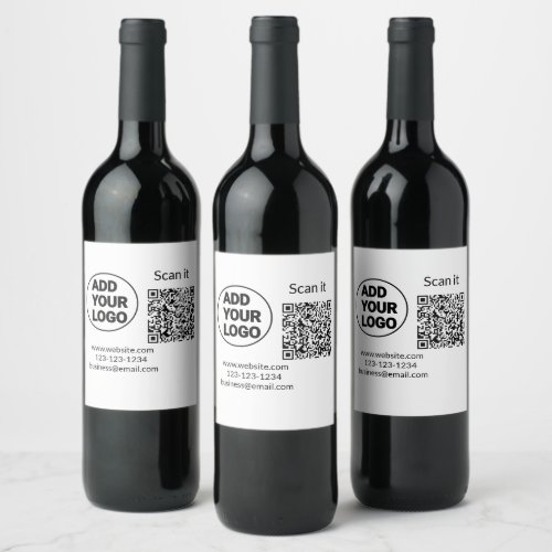 Simple minimal q r code add logo scan code name we wine label