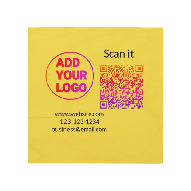 Simple minimal q r code add logo scan code name we wood wall art (Front)