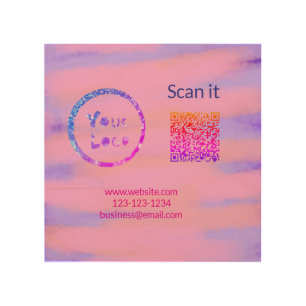 Simple minimal q r code add logo scan code name we wood wall art