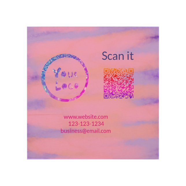 Simple minimal q r code add logo scan code name we wood wall art (Front)