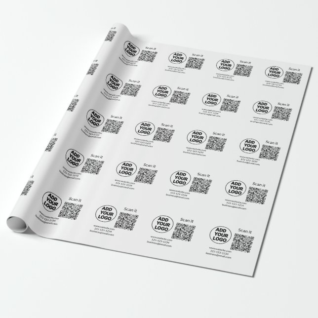 Simple minimal q r code add logo scan code name we wrapping paper (Unrolled)