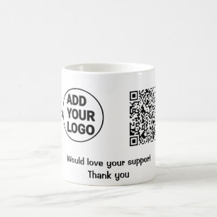 Simple minimal q r code add logo social-media text coffee mug