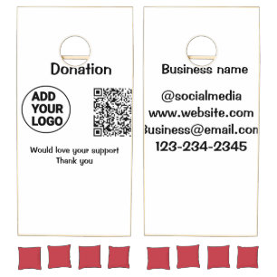 Simple minimal q r code add logo social-media text cornhole set
