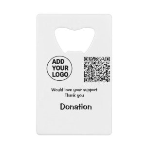 Simple minimal q r code add logo social-media text credit card bottle opener