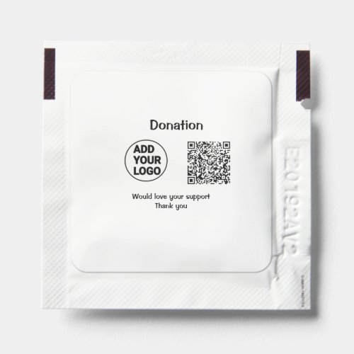 Simple minimal q r code add logo social_media text hand sanitizer packet