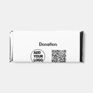 Simple minimal q r code add logo social-media text hershey bar favors