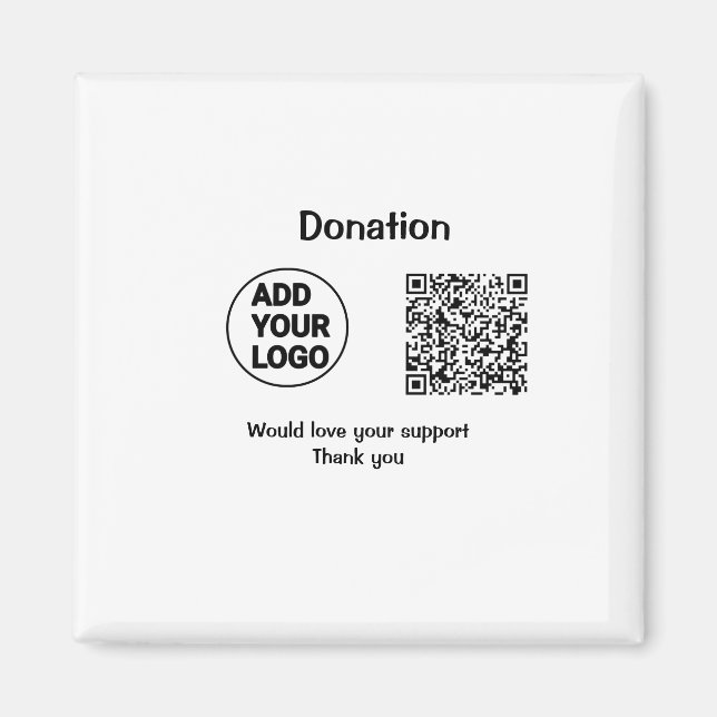 Simple minimal q r code add logo social-media text magnet (Front)