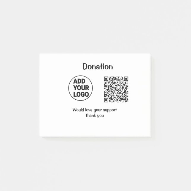 Simple minimal q r code add logo social-media text post-it notes (Front)