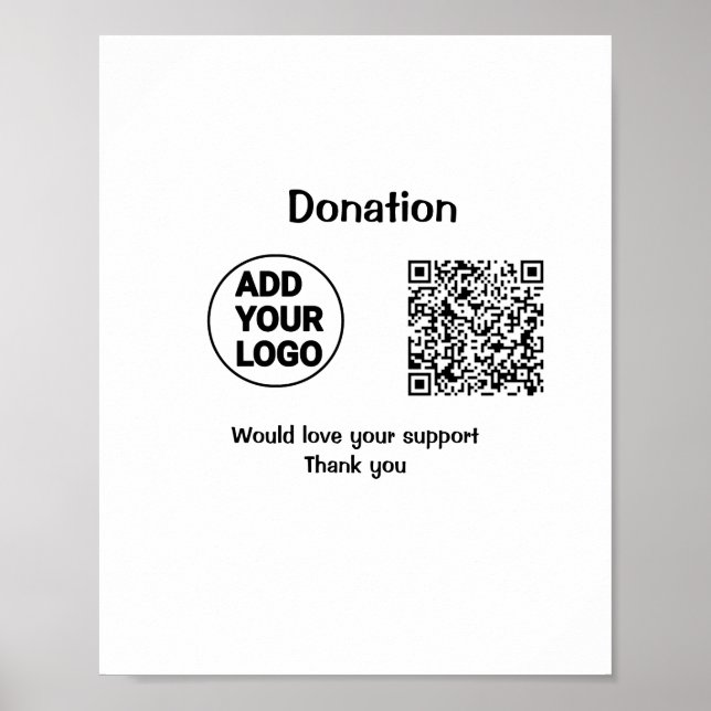 Simple minimal q r code add logo social-media text poster (Front)