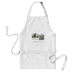 Simple minimal Q R code add photo name text Throw Adult Apron