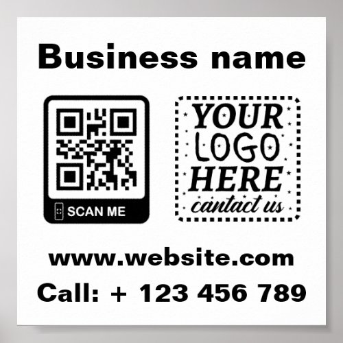 Simple minimal QR code add logo scan business name Poster