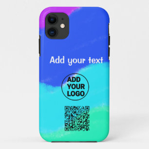 Simple minimal QR code add logo scan code name tex iPhone 11 Case