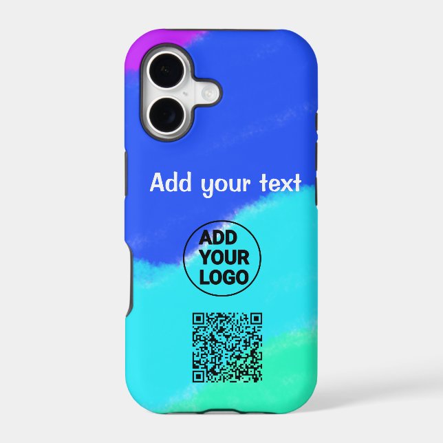 Simple minimal QR code add logo scan code name tex Iphone Case (Back)