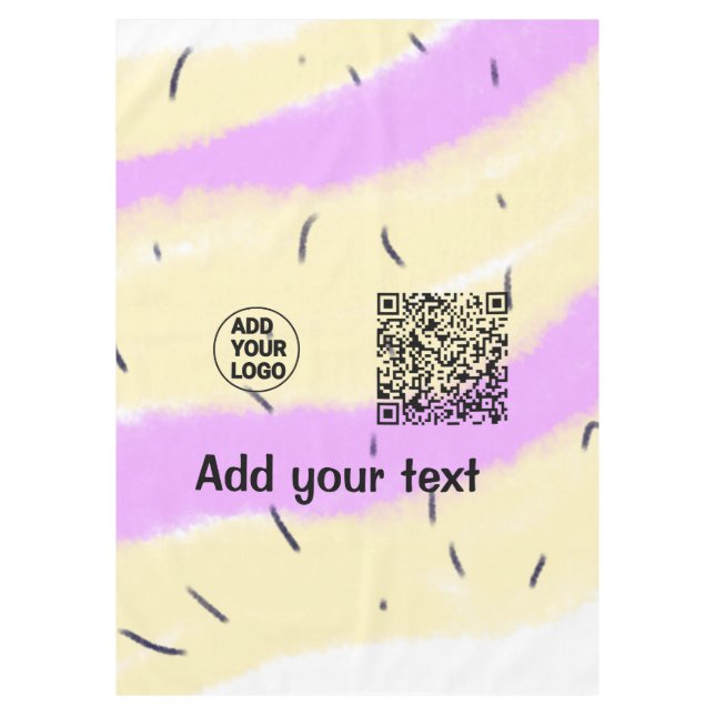 Simple minimal QR code add logo scan code name tex Tablecloth (Front)