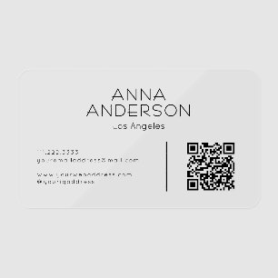 Simple Minimal QR Code Plastic Translucent Premium Clear Business Cards