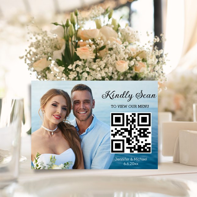 simple minimal qr code wedding menu photo chic table number (Creator Uploaded)
