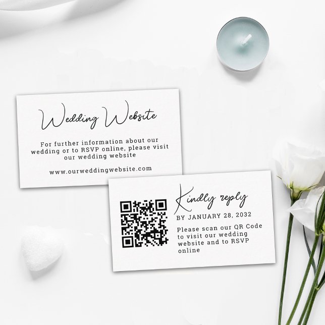 Simple minimal QR Code weding website online RSVP  Enclosure Card (Creator Uploaded)