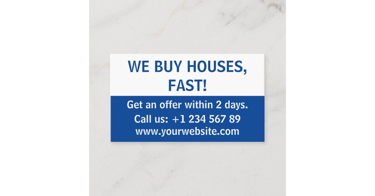 Simple Minimal Real Estate Investor We Buy Houses Business Card Zazzle