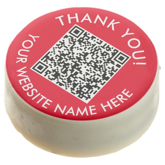 Simple Minimal Red And White QR Code Business Web Chocolate Covered Oreo (Angled)