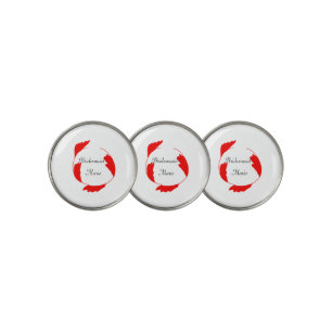 simple minimal red floral leaf bridesmaid name add golf ball marker