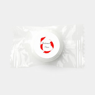 simple minimal red floral leaf bridesmaid name add life saver® mints