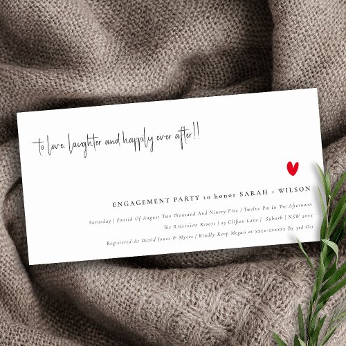 Simple Minimal Red Heart Script Engagement Invite
