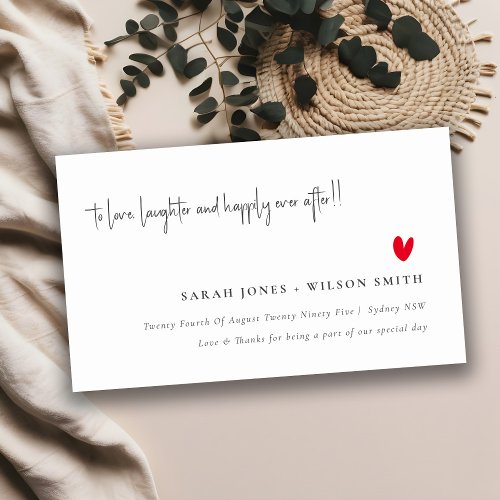 Simple Minimal Red Heart Script Wedding Website Enclosure Card