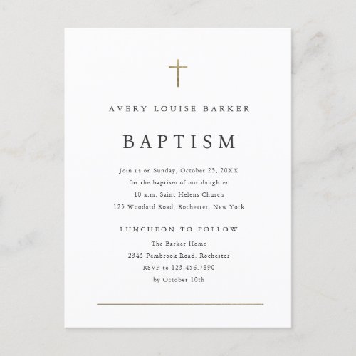 Simple Minimal Religious Baptism Invitation Postcard