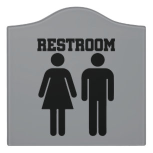 Simple Minimal Restroom Bathroom Toilet Door Sign