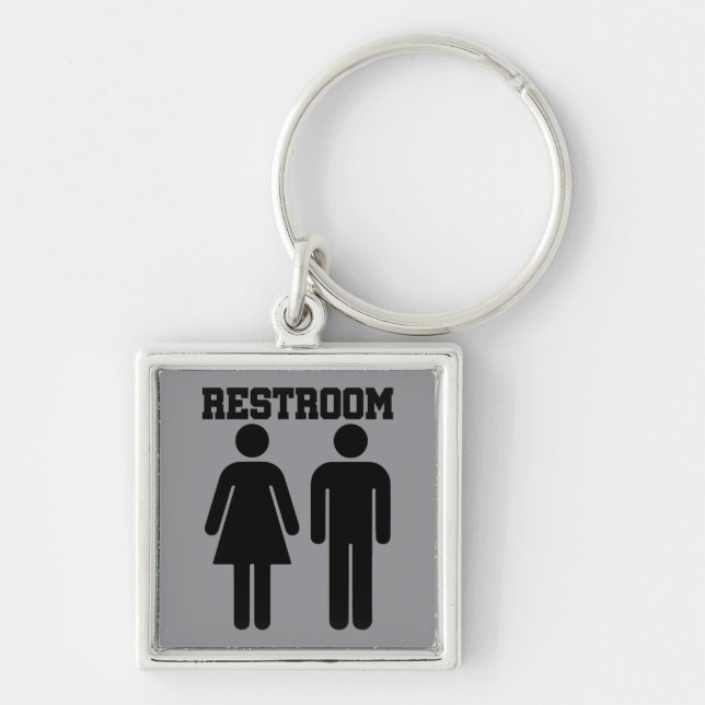 Simple Minimal Restroom Bathroom Toilet WC Keychain (Front)