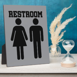 Simple Minimal Restroom Bathroom Toilet WC Plaque