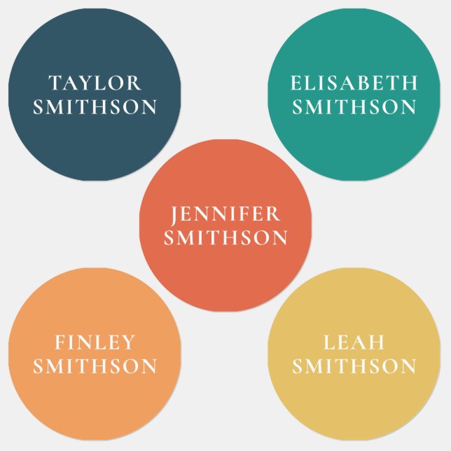     Simple Minimal Retro Colors Custom Name School Labels (Group)